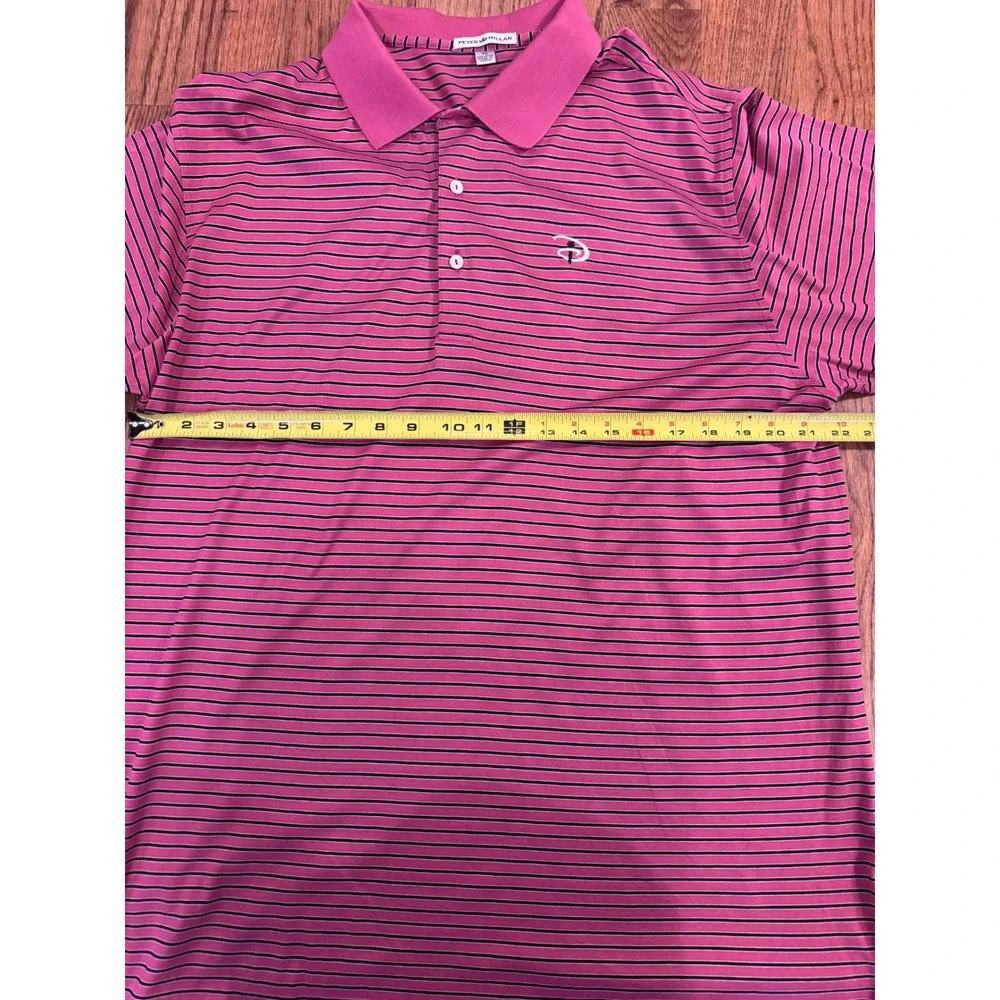 Peter‎ Millar Mens Pink Navy Striped Cotton Polo Shirt XL Short Sleeve Logo